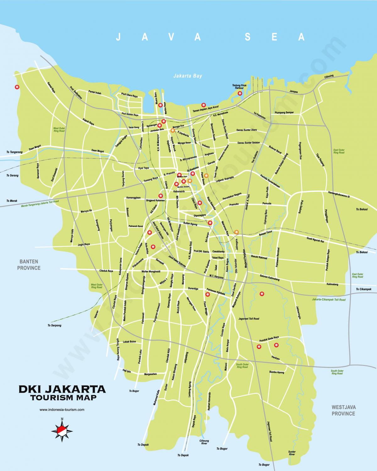 Mapa zwiedzania Dżakarty
